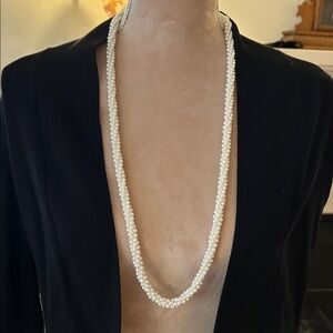 Elegant Braided Faux Pearl Necklace